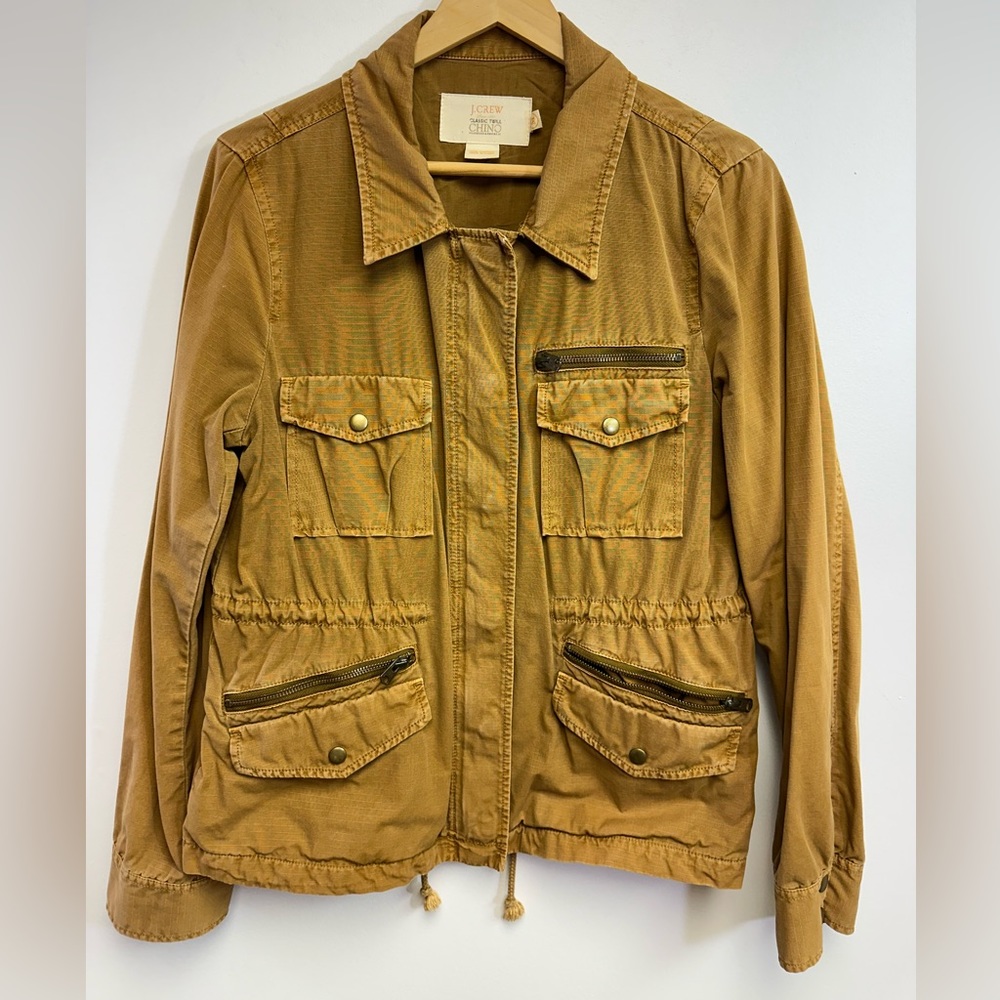 J.CREW, Woman's Classic Twill Chino Utility Jacket, Tan/ Camel, Size Large
